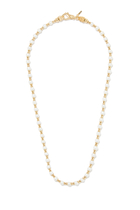 Pearl Spacer Necklace, 24k Gold-Plated Sterling Silver